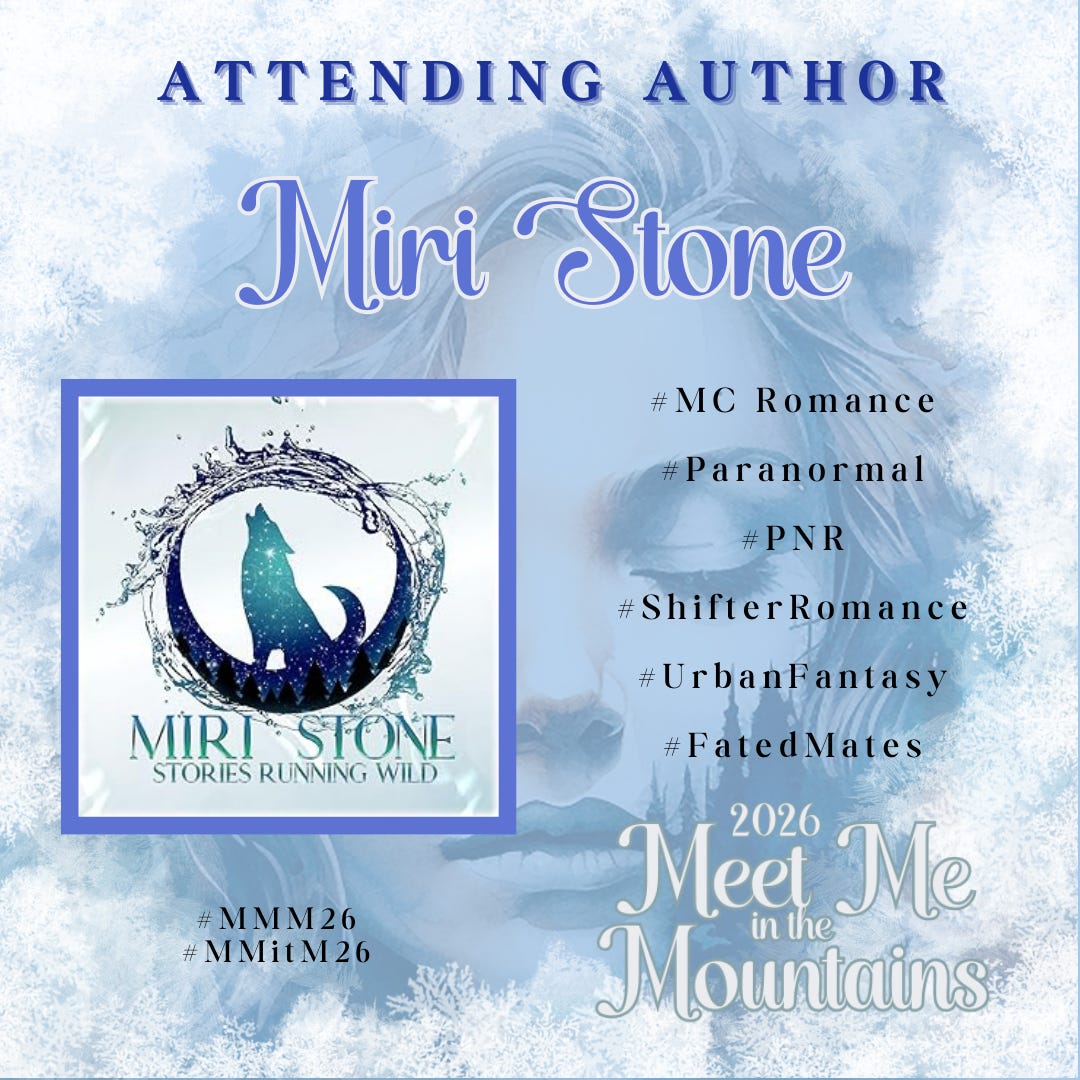 Meet Me in the Mountains 2026 Attending author graphic for Miri Stone 