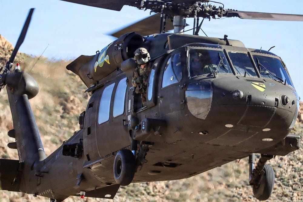 A US Army Air Cavalry crew assigned to Joint Task Force-Southern Border patrols the US-Mexico border. A US Army Air Cavalry crew assigned to Joint Task Force-Southern Border patrols the US-Mexico border.