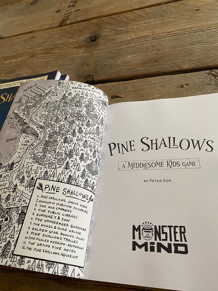 A print proof of the Pine Shallows book. Showing the cover, and some inner spreads.