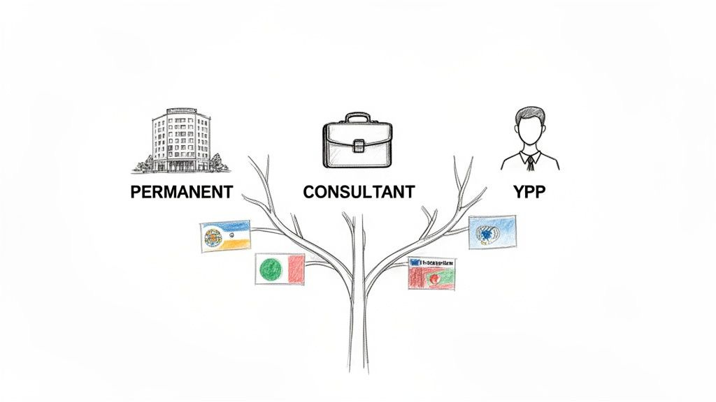 Diagram illustrating career paths: permanent, consultant, YPP, with associated flags. Diagram illustrating career paths: permanent, consultant, YPP, with associated flags.