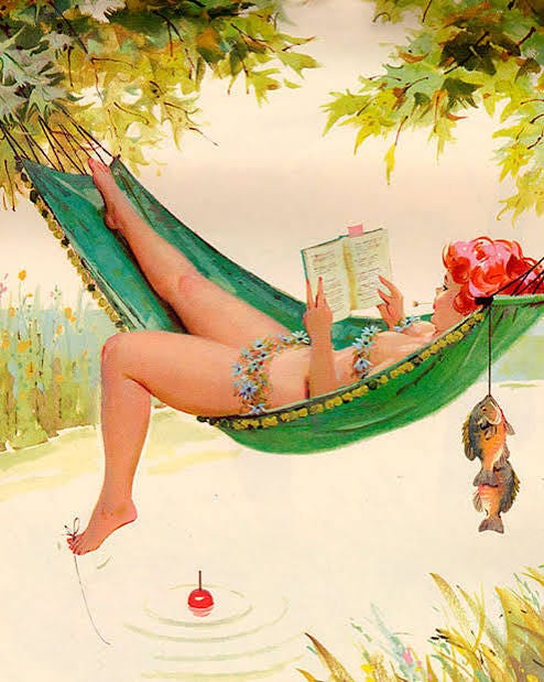Print or Canvas - Duane Bryers' Hilda Fishing from the Hammock | eBay UK