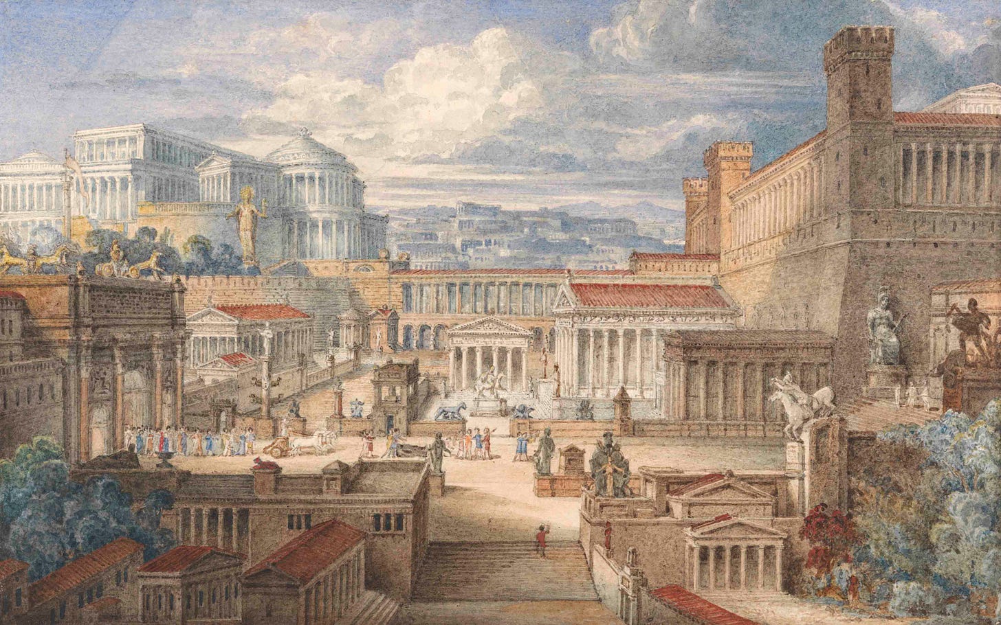 A Scene in Ancient Rome: A Setting for Titus Andronicus, Act I, Scene II, Joseph Michael Gandy, c. 1830 A Scene in Ancient Rome: A Setting for Titus Andronicus, Act I, Scene II, Joseph Michael Gandy, c. 1830