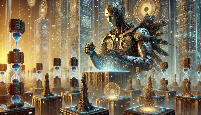 Dall-e — Futuristic cybernetic librarian