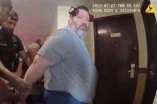 In this screengrab made from body camera footage provided by the Othello, Wash., Police Department, police officers arrest U.S. Immigration and Customs Enforcement supervisor Koby Williams in July 2022 during an underage sex sting operation. (Othello Police Department via AP) In this screengrab made from body camera footage provided by the Othello, Wash., Police Department, police officers arrest U.S. Immigration and Customs Enforcement supervisor Koby Williams in July 2022 during an underage sex sting operation. (Othello Police Department via AP)