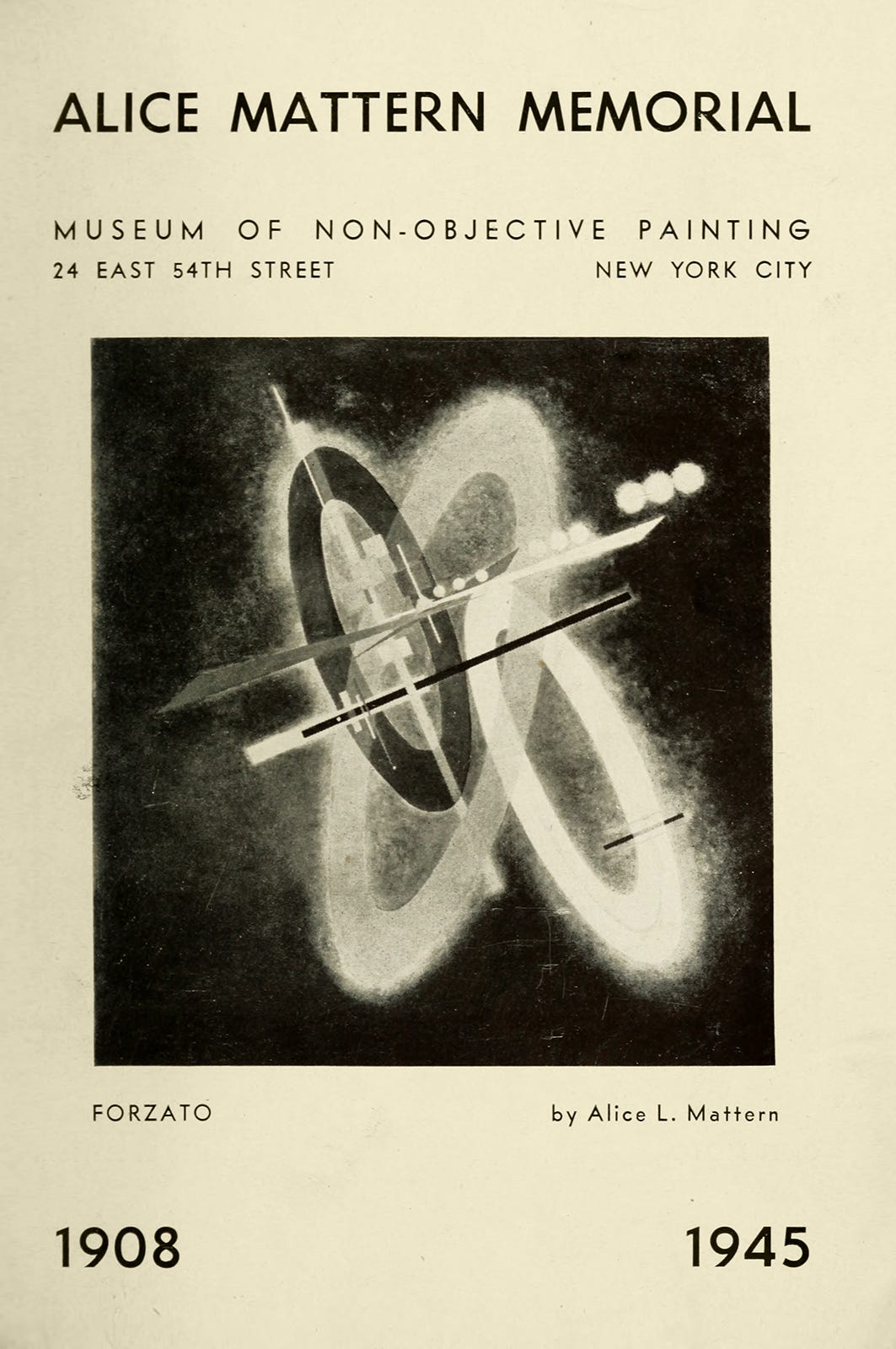 Alice Mattern Memorial, 1908-1945, Museum of Non-Objective Painting, New York, NY, 1945 [The Guggenheim Museums and Foundation, New York, NY]