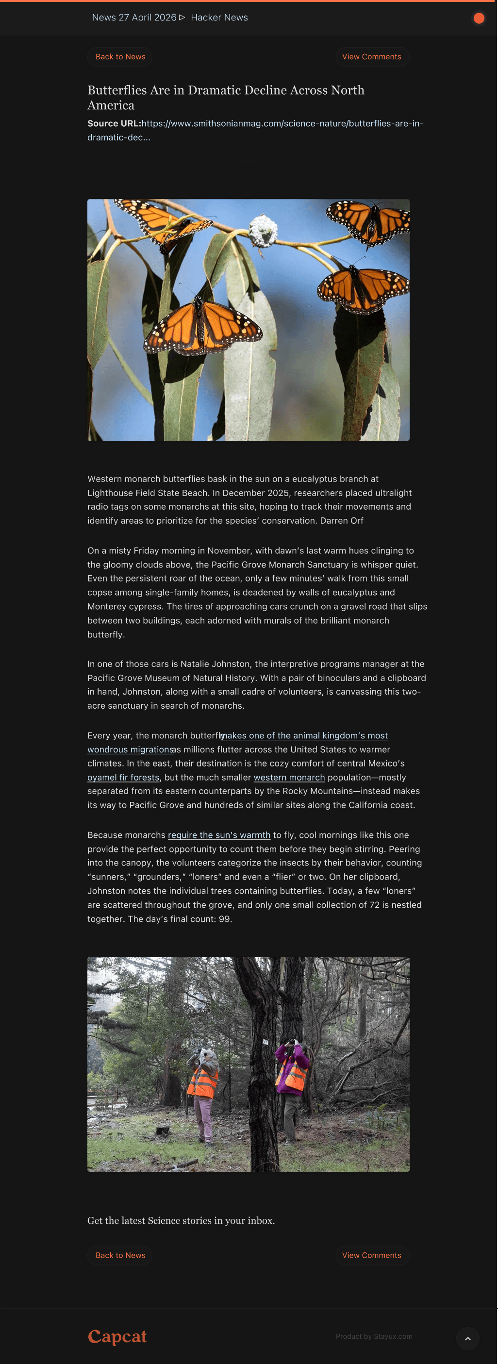 Capcat HTML Output - Article view (dark theme)