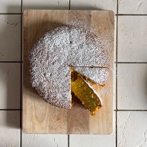 Process of baking an orange cake