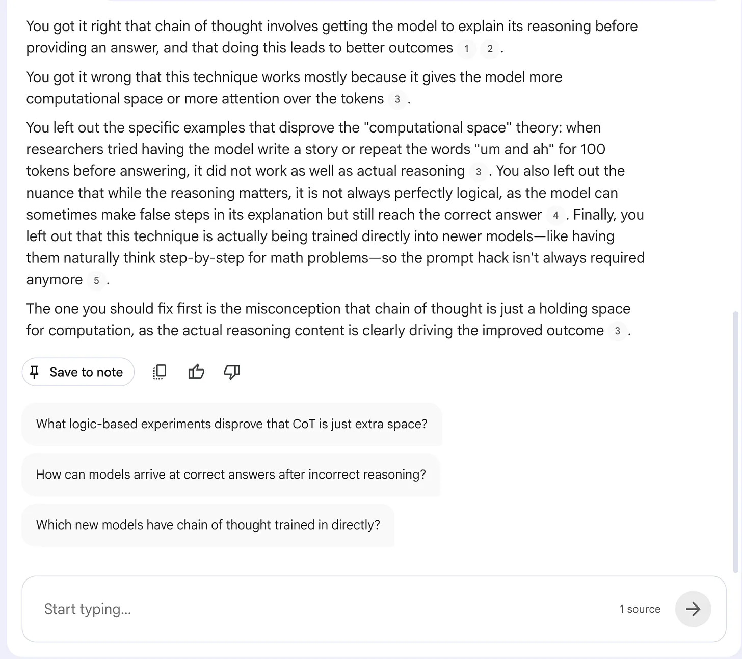 NotebookLM chat catching the one thing said backwards about chain of thought NotebookLM chat catching the one thing said backwards about chain of thought