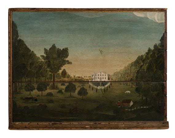 American School, 18th Century | A Rare Painted Pine Fireboard with Scene of  a Country Estate (19th Century) | MutualArt