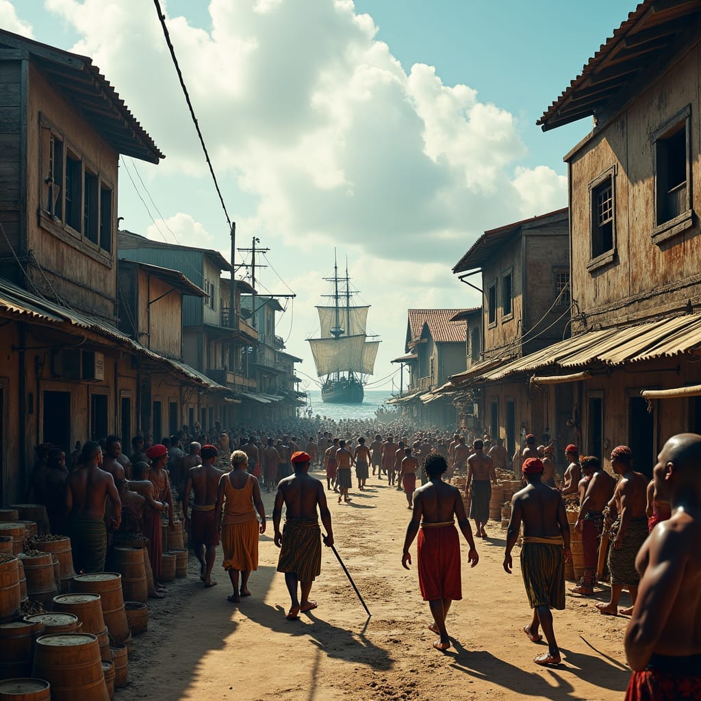 In the heart of 17th century Port Royal, Jamaica, a vibrant and tumultuous scene unfolds.