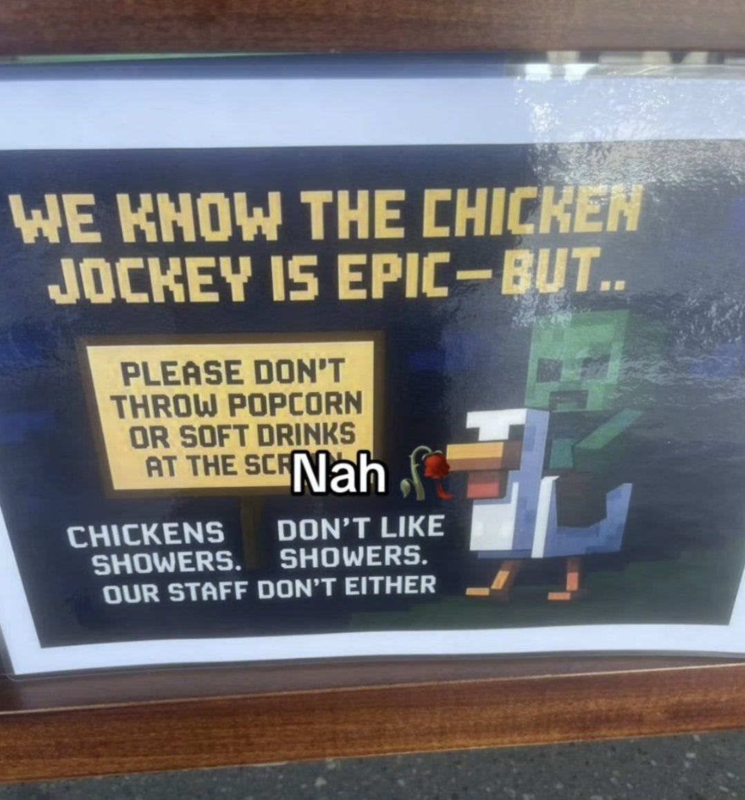 We know the chicken jockey is epic but please don't throw food or drink at the screen