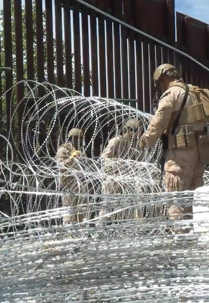 The additional Arizona troopers tasked with immigration enforcement and border security come as the federal government hardens Arizona’s Border Wall with concertina wire to make it harder for illegal aliens to climb (Joint Task Force Southern Border photo) The additional Arizona troopers tasked with immigration enforcement and border security come as the federal government hardens Arizona’s Border Wall with concertina wire to make it harder for illegal aliens to climb (Joint Task Force Southern Border photo)