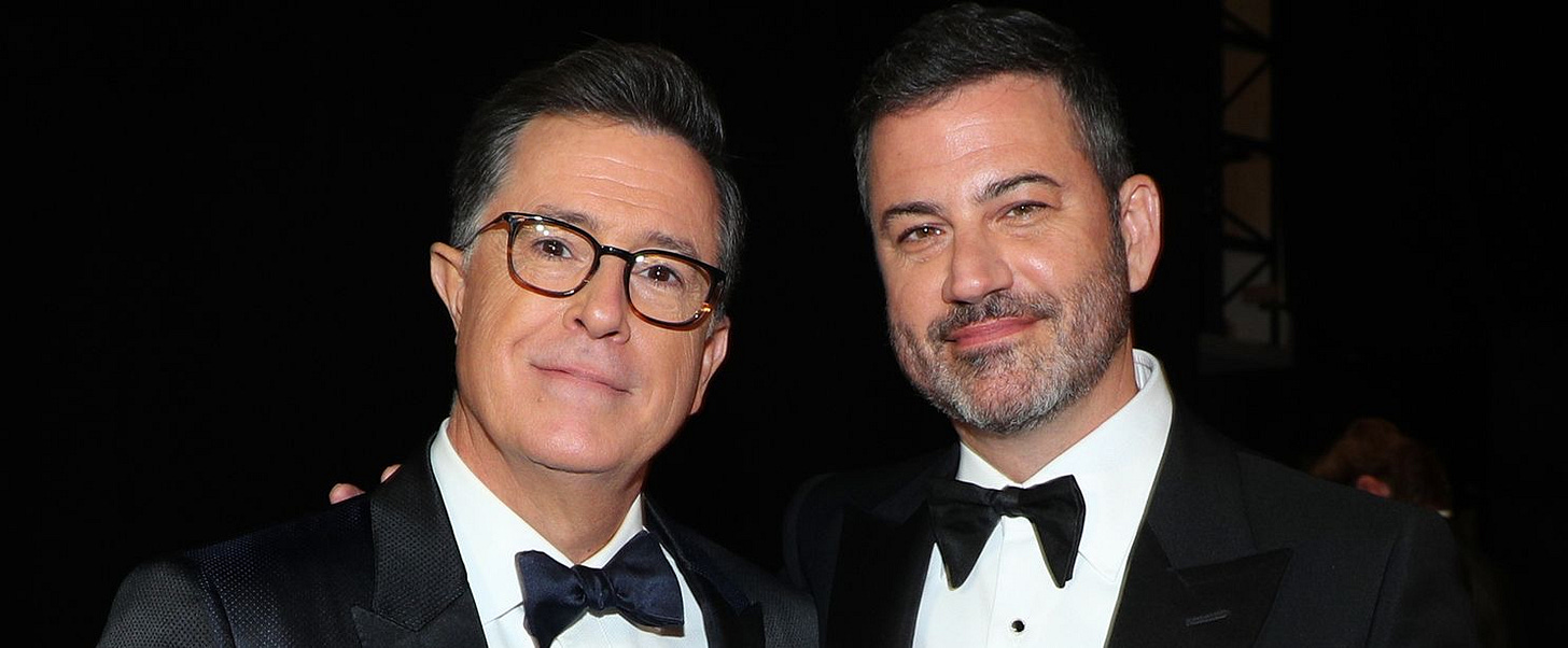 Jimmy Kimmel Says Stephen Colbert's Late-Night Show Was Not Canceled for Losing $40M Jimmy Kimmel Says Stephen Colbert's Late-Night Show Was Not Canceled for Losing $40M