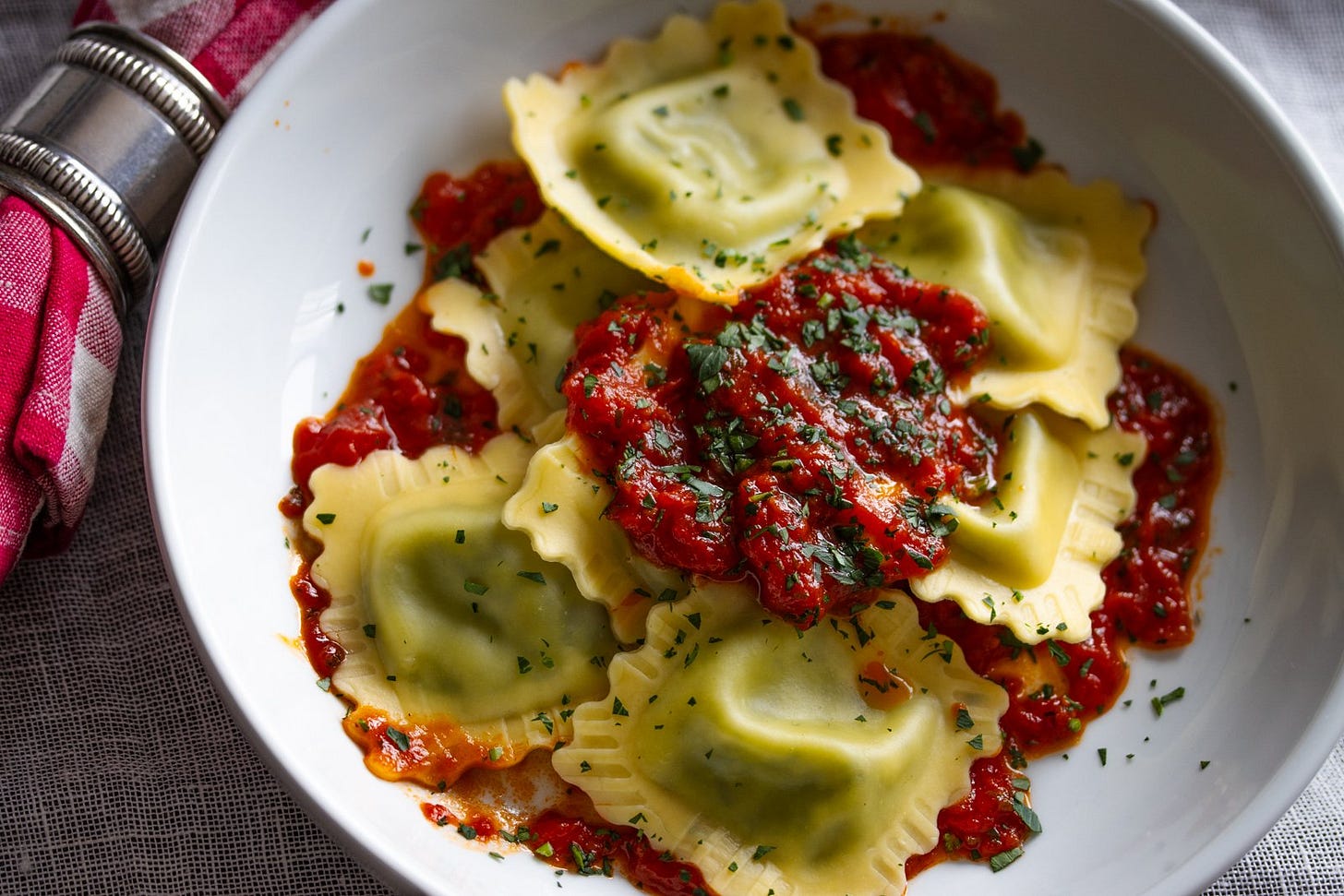 Lobster Ravioli with Marinara Sauce