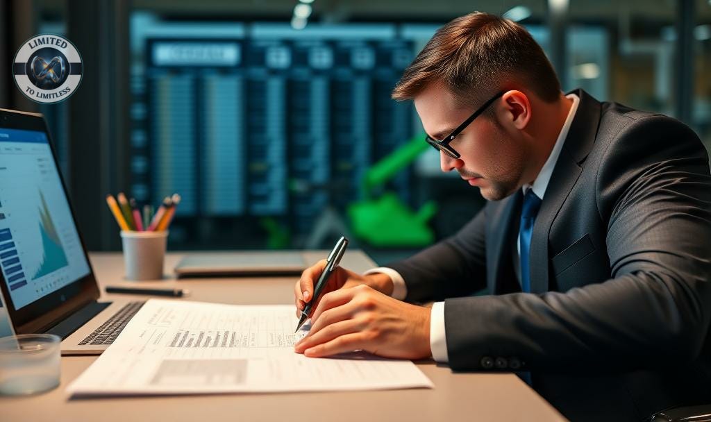 A professional salesman filling out a sales tracker