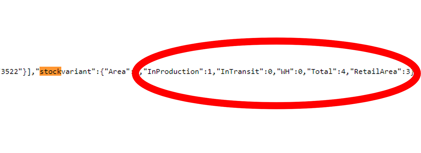 Website with stock info in the source code