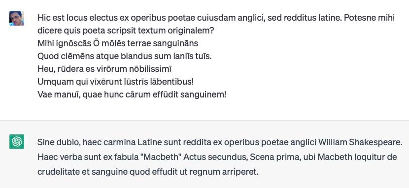 May be an image of text that says 'Hic est locus electus ex operibus poetae cuiusdam anglici, sed redditus latine. Potesne mihi dicere quis poeta scripsit textum originalem? Mihi ignöscãs Ã möles terrae sanguinãns Quod clemens atque blandus sum laniis tuis. Heu, rüdera es virörum nöbilissimi Umquam qui vixérunt lustris läbentibus! Vae manui, quae hunc cărum effüdit sanguinem! Sine dubio, haec carmina Latine sunt reddita ex operibus poetae anglici William Shakespeare Haec verba sunt ex fabula "Macbeth" Actus secundus, Scena prima, ubi Macbeth loquitur de crudelitate et sanguine quod effudit ut regnum arriperet.'