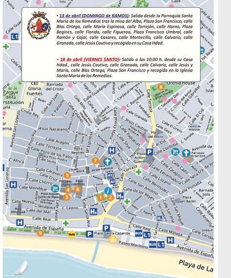 Map of the Procession Routes - Semana Santa Estepona 2025