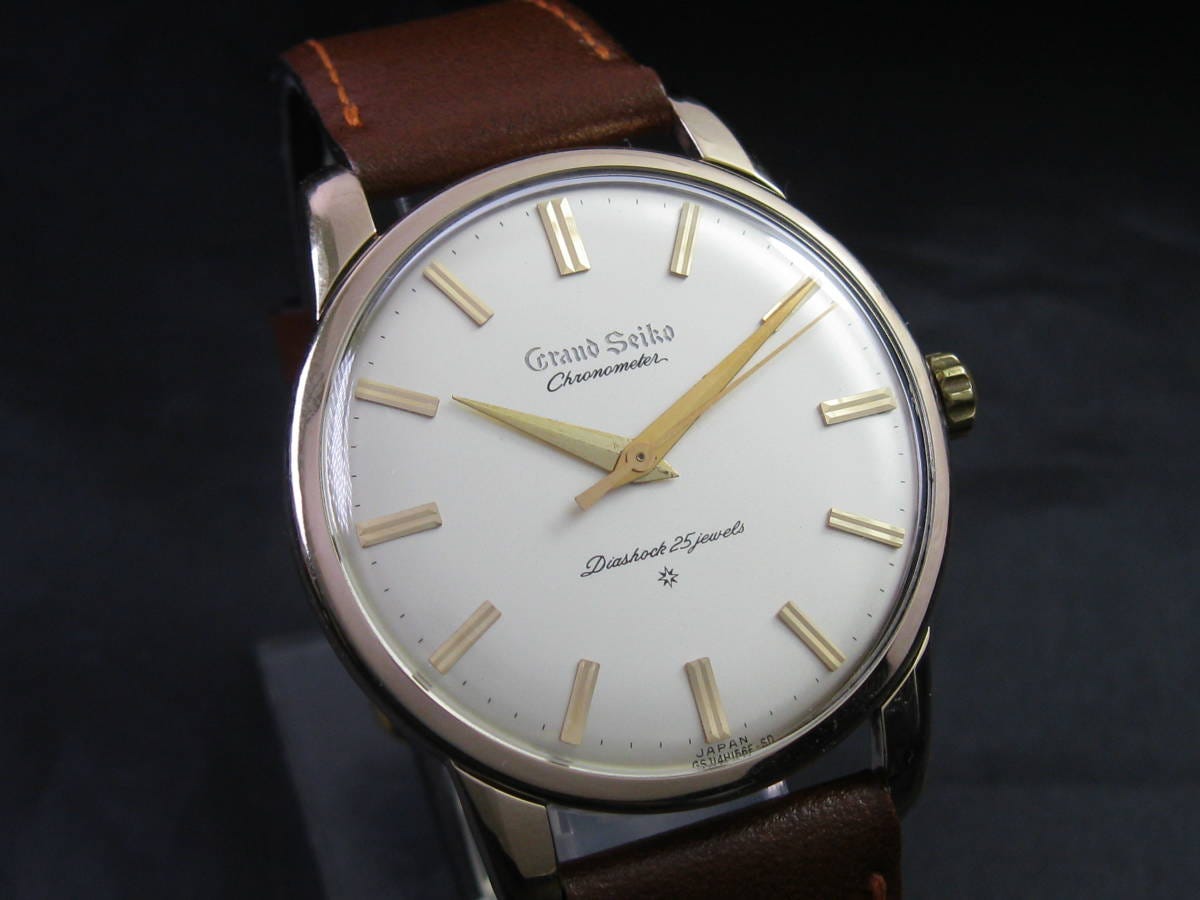 Good Condition Grand Seiko/Grand Seiko First Model Initial Carved Logo Dial Ref.J14070 Cal.3180 Manual Winding Overhauled Manufactured in 1960 Good Condition Grand Seiko/Grand Seiko First Model Initial Carved Logo Dial Ref.J14070 Cal.3180 Manual Winding Overhauled Manufactured in 1960