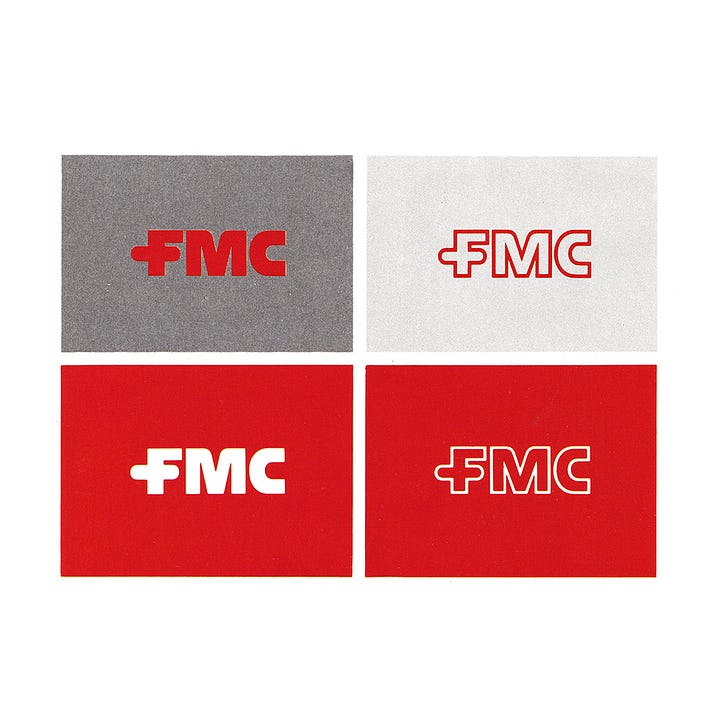 Lippincott & Margulies' 1972 logo for American chemicals and fibre manufacturer FMC