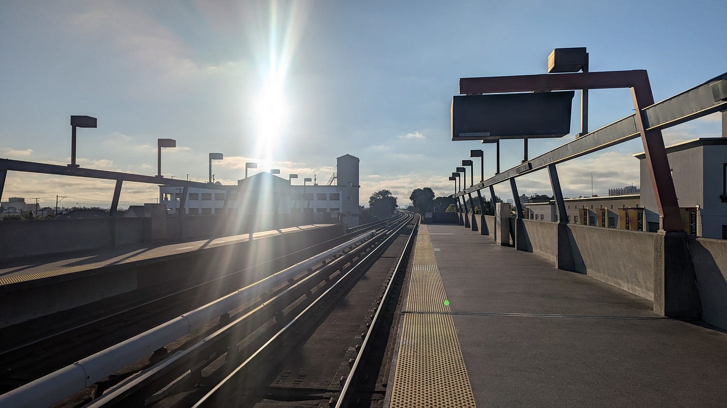 Looking over the tracks toward Oakland at Fruitvale BART Station