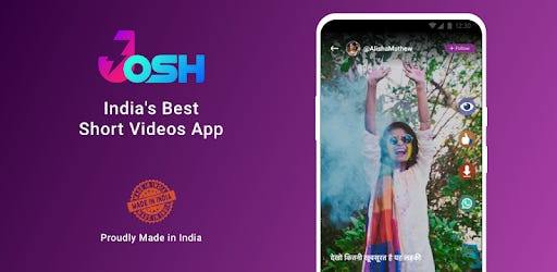 Dailyhunt made in India short video app; JOSH crosses 5M+ downloads -