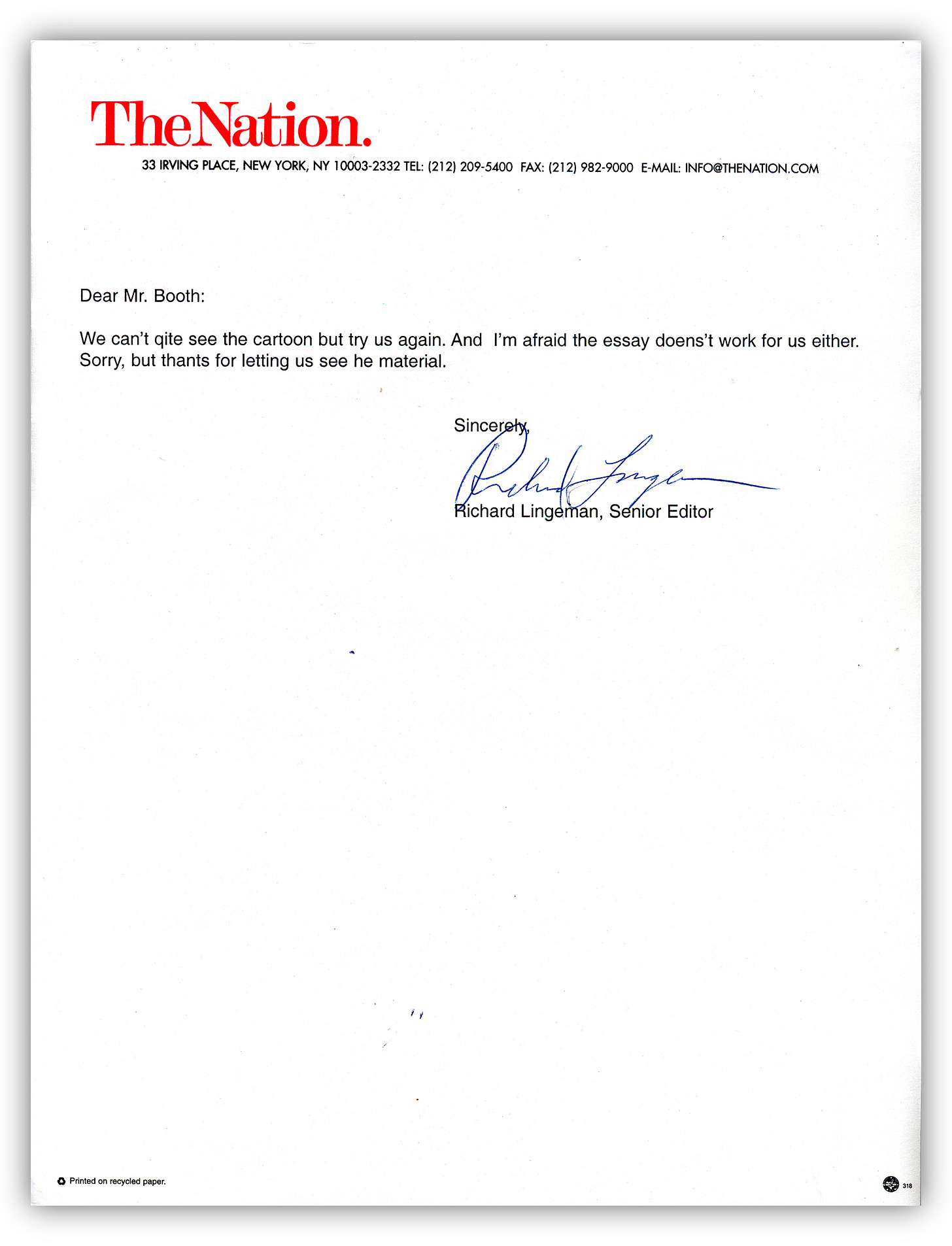 Lingeman, Richard_Rejection Letter from the Senior Editor.jpg