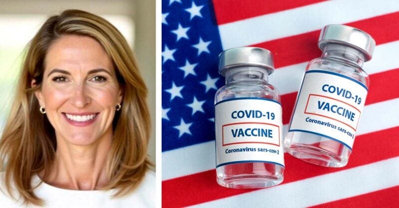 Dr. Mary Talley Bowden and covid vaccine bottles