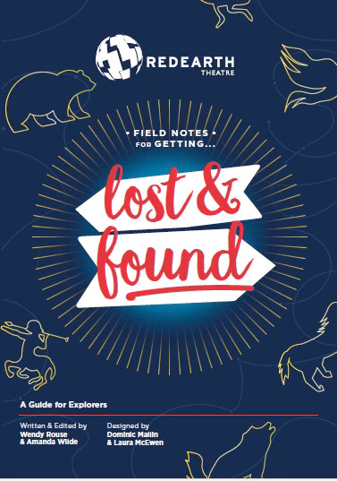 Cover of Field Notes for Getting Lost & Found: blue background, figures of constellations in yellow, text in a kind of handwritten font Cover of Field Notes for Getting Lost & Found: blue background, figures of constellations in yellow, text in a kind of handwritten font