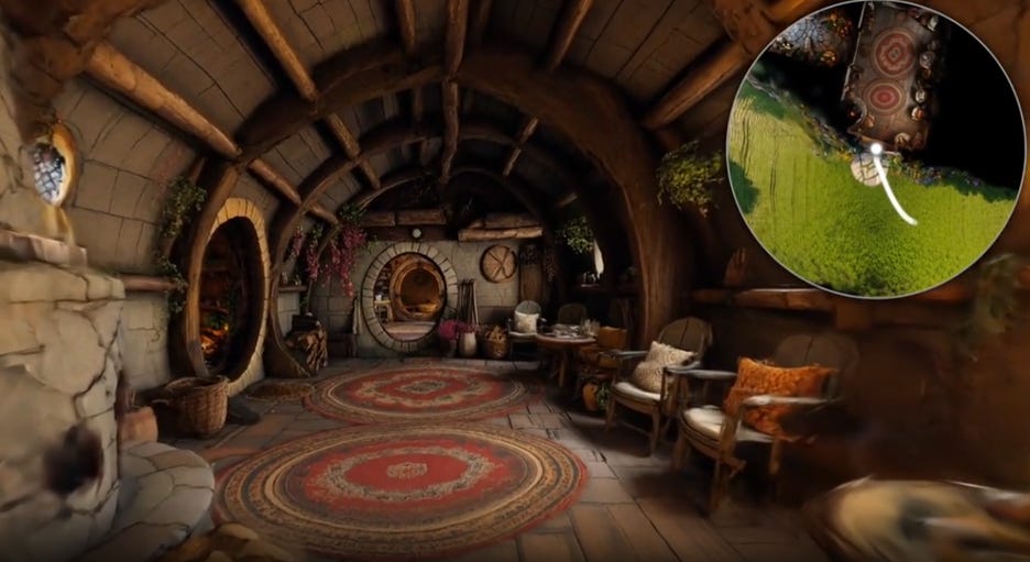 A room with round chairs and a round rug

AI-generated content may be incorrect.