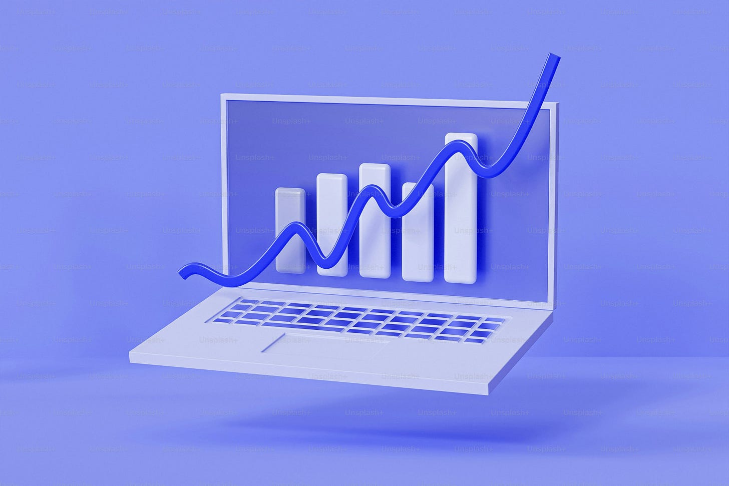a laptop with a graph on the screen