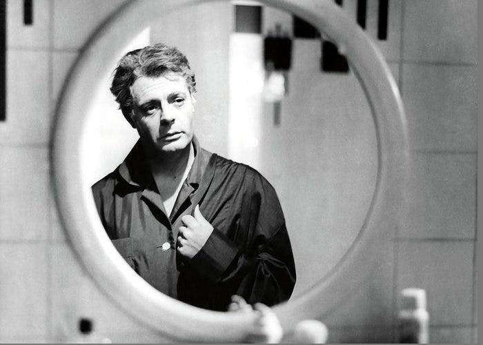 MARCELLO MASTROIANNI in FEDERICO FELLINI'S 8 1/2 -1963- -Original title 8  1/2-. Photograph by Album