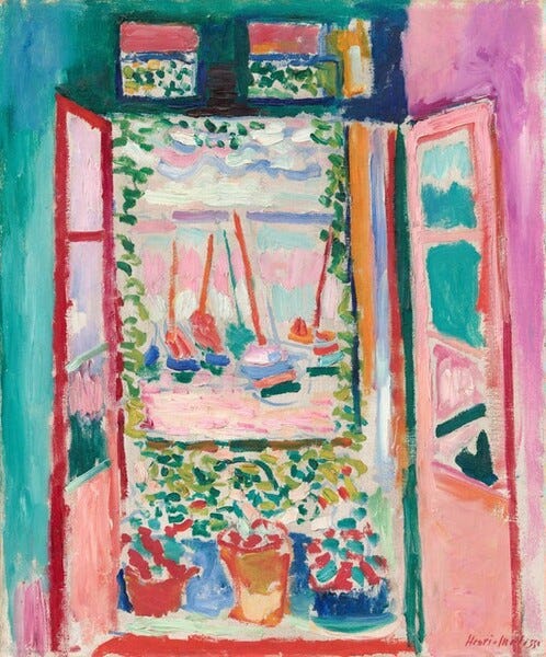 Open window overlooking a harbor Open window overlooking a harbor
