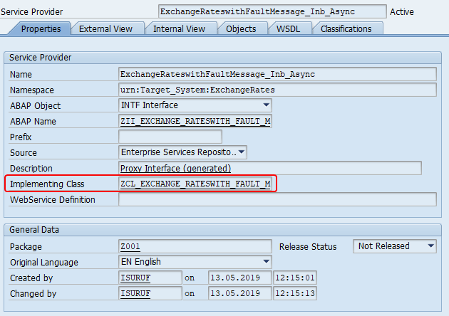 Implementing Class of SAP ABAP Proxy