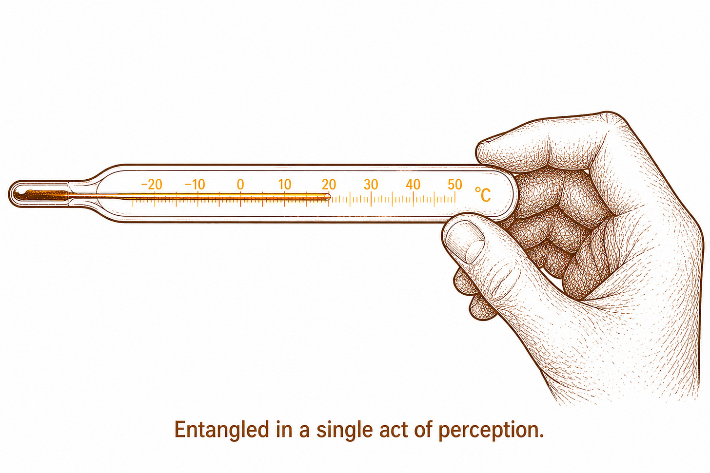 Our lived world is entangled, so we don’t see the two aspects of our cultural life, though reading a thermometer needs training, while holding one is natural. 