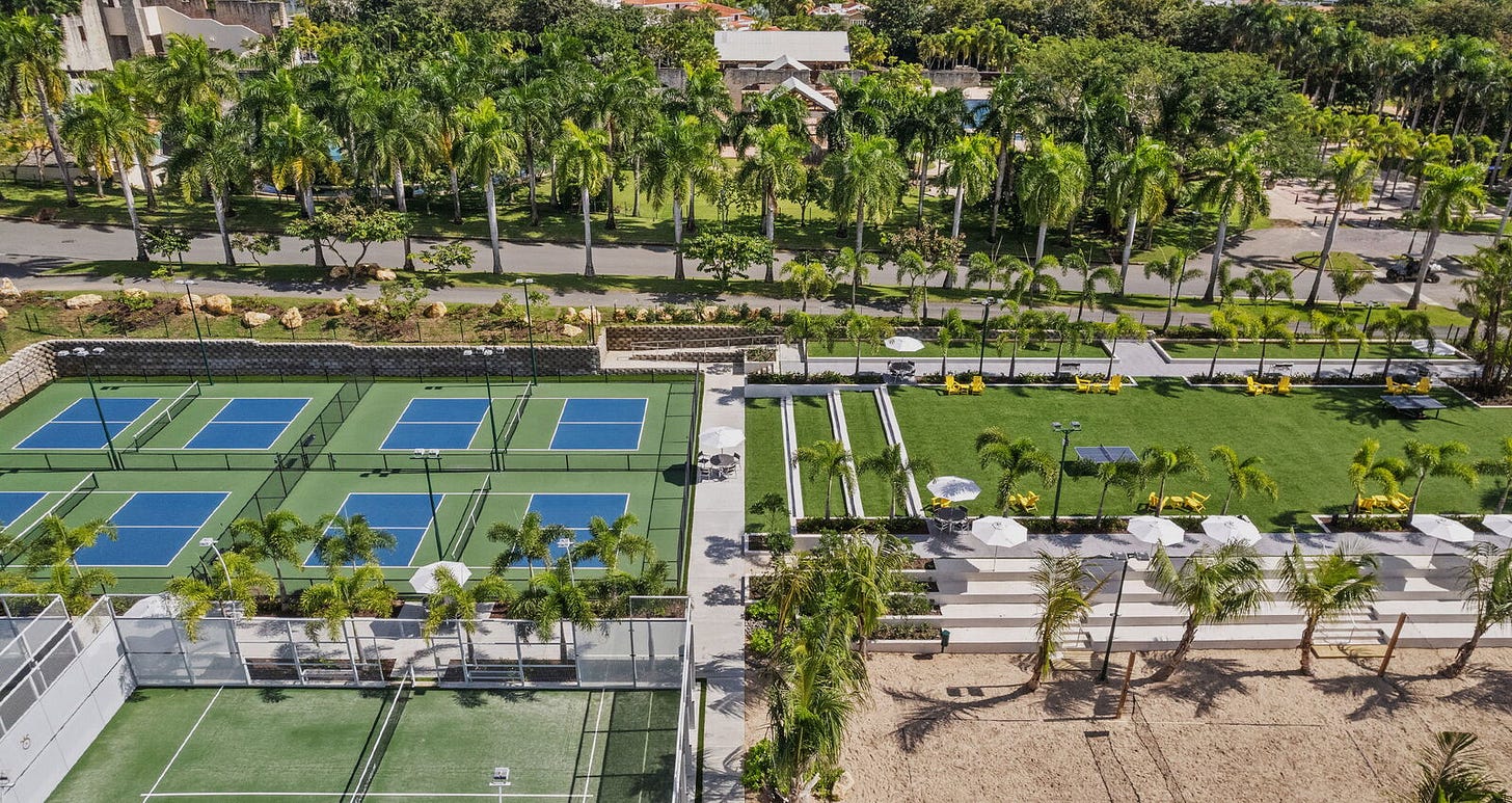 Padel, pickleball, and tennis courts at the Racquets Hub at the Dorado Beach Resort Padel, pickleball, and tennis courts at the Racquets Hub at the Dorado Beach Resort