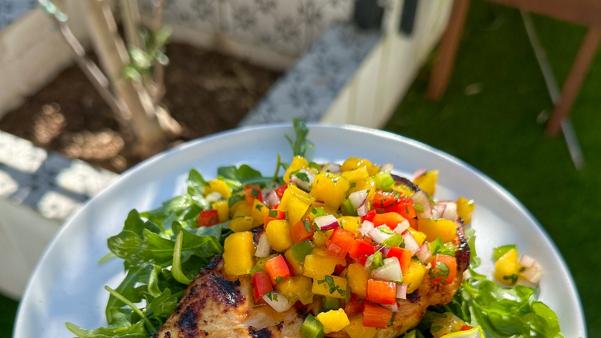 Grilled Chicken Paillard with Mango Salsa - by Erin O'Brien