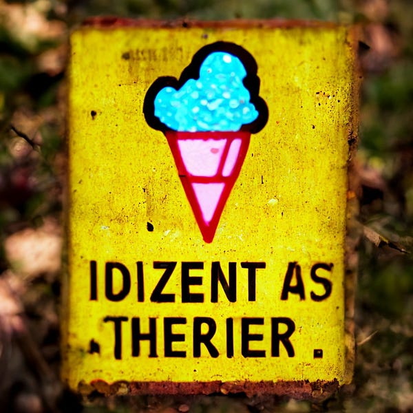 AI painting of an ice cream warning sign with nonsense text