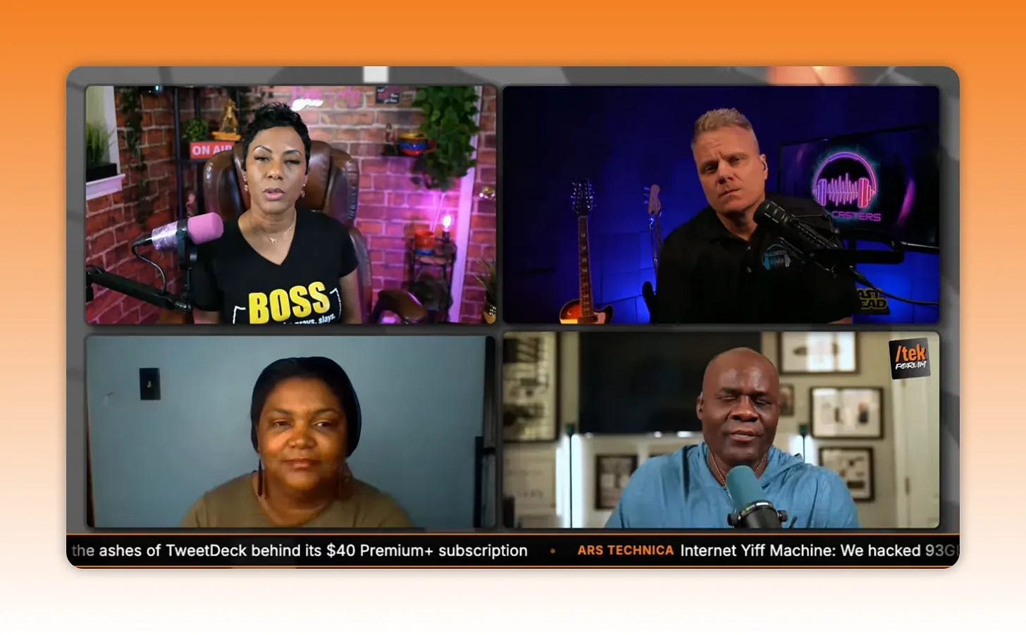 Creators panel screenshot with three speakers speaking into microphones on video