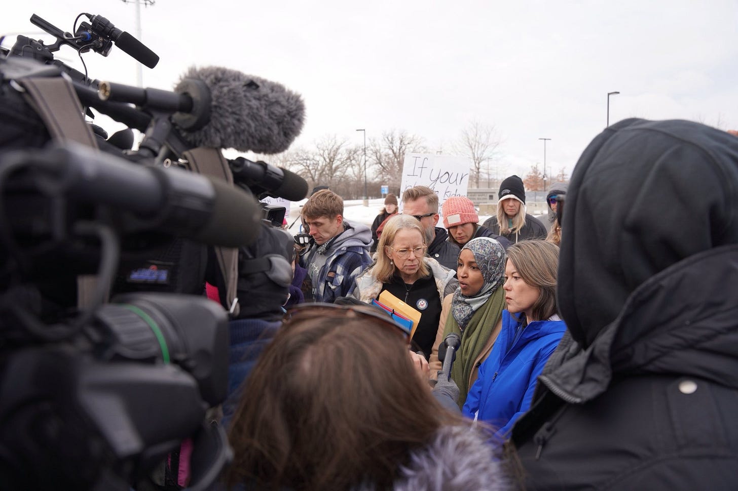 Angie Craig outside of ICE facility in Minnesota.