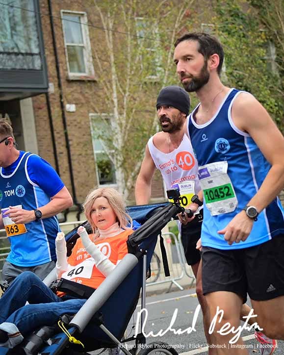 Colin Farrell and Emma Fogarty at the Dublin City Marathon 2024