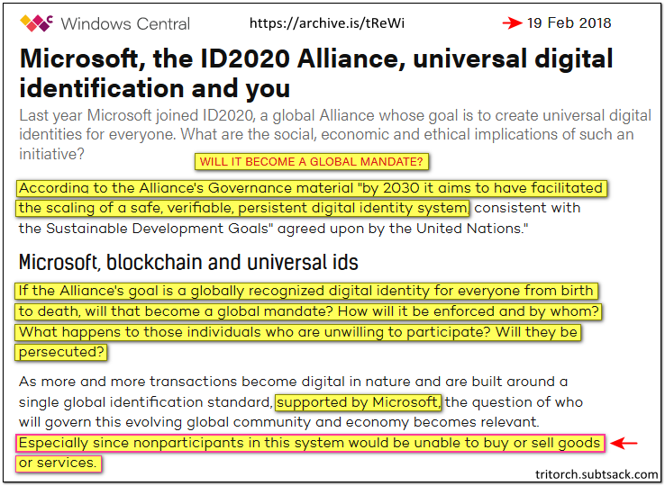 Microsoft the id2020 Alliance and digital identification and you
