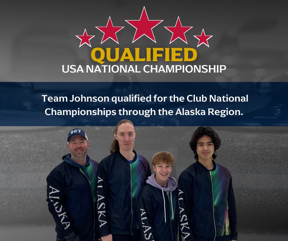 May be an image of ‎4 people and ‎text that says '‎QUALIFIED USA NATIONAL CHAMPIONSHIP Team Johnson qualified for the Club National Championships through the Alaska Region. 907 الله ALASKA ASKA ALASKA ALAS ALASKA ASKA‎'‎‎