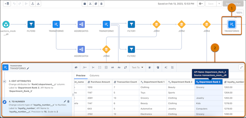 Canvas with transform node selected and transformation details