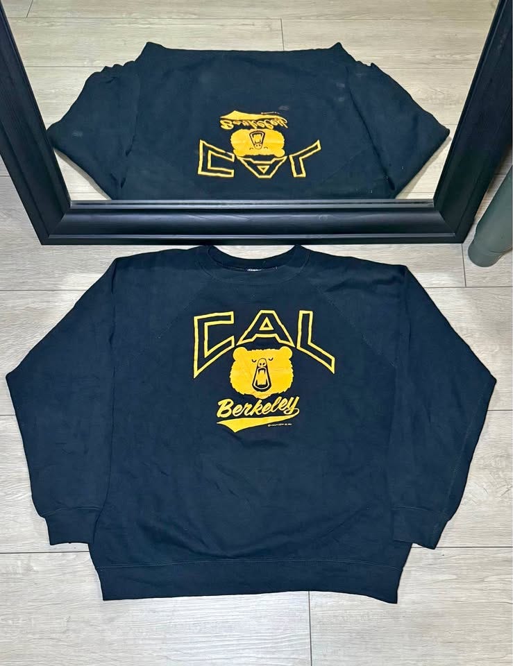 Product photo of Vintage 1980s Vintage Kids / Youth Cal Berkeley Golden Bears Logo Sweatshirt Crewneck Product photo of Vintage 1980s Vintage Kids / Youth Cal Berkeley Golden Bears Logo Sweatshirt Crewneck