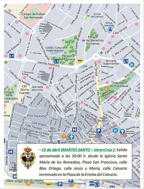 Map of the Procession Routes - Semana Santa Estepona 2025