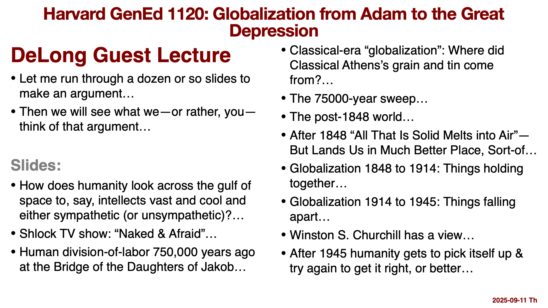 DRAFT: Notes on Human Division-of-Labor Globalization from Stone Tools to the Assembly Line: -750000 to 1945