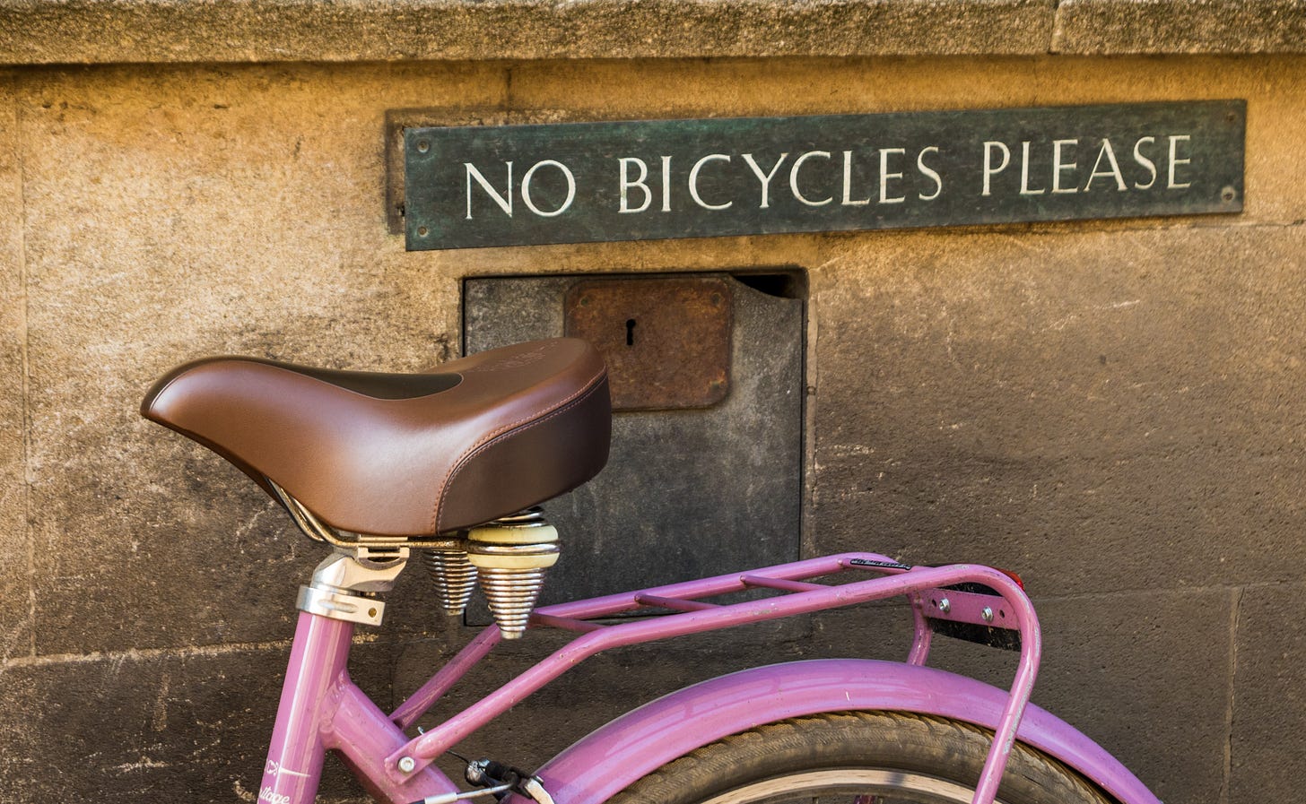 Bike by no bike sign Bike by no bike sign