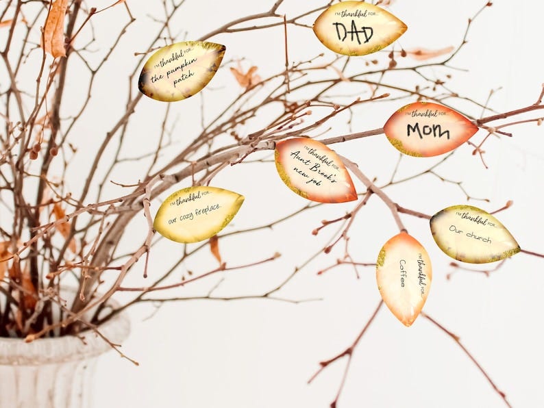 Gratitude Tree Leaf Template Digital Download image 1