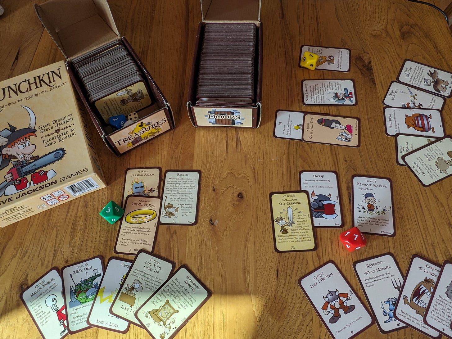 Game cards in a round of Munchkin